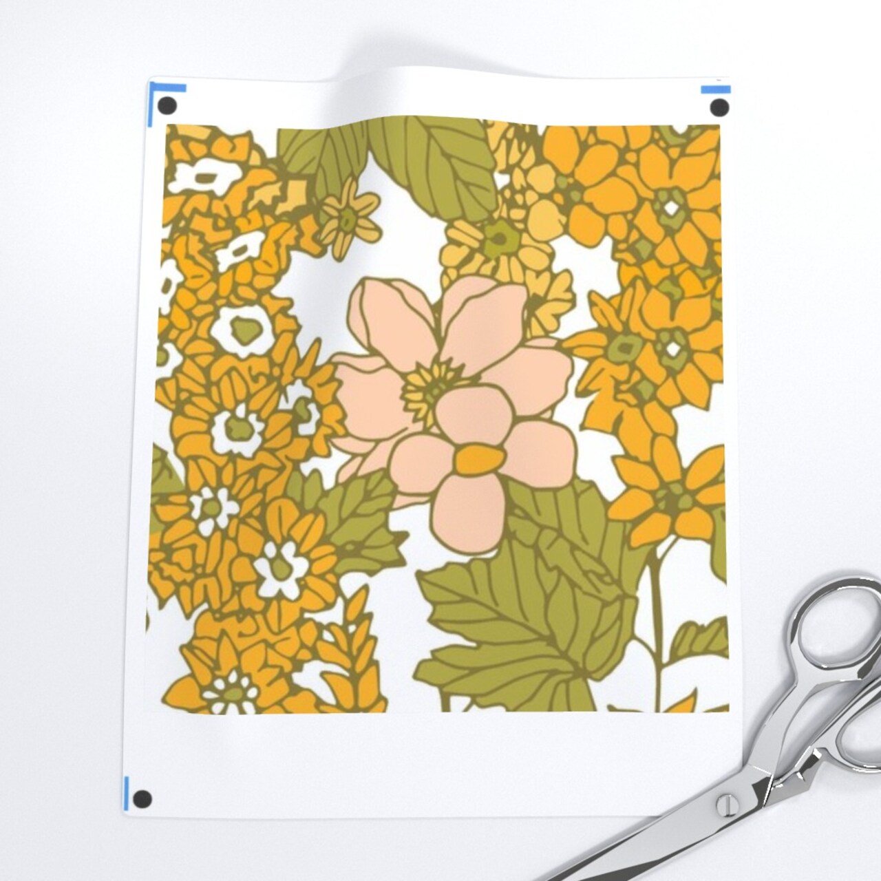 Retro Flowers Green Orange Pink 1970s Spring Flower Power Vintage Style Custom Pre-pasted Wallpaper by Spoonflower Pre-Pasted Wallpaper 2FT Wide
